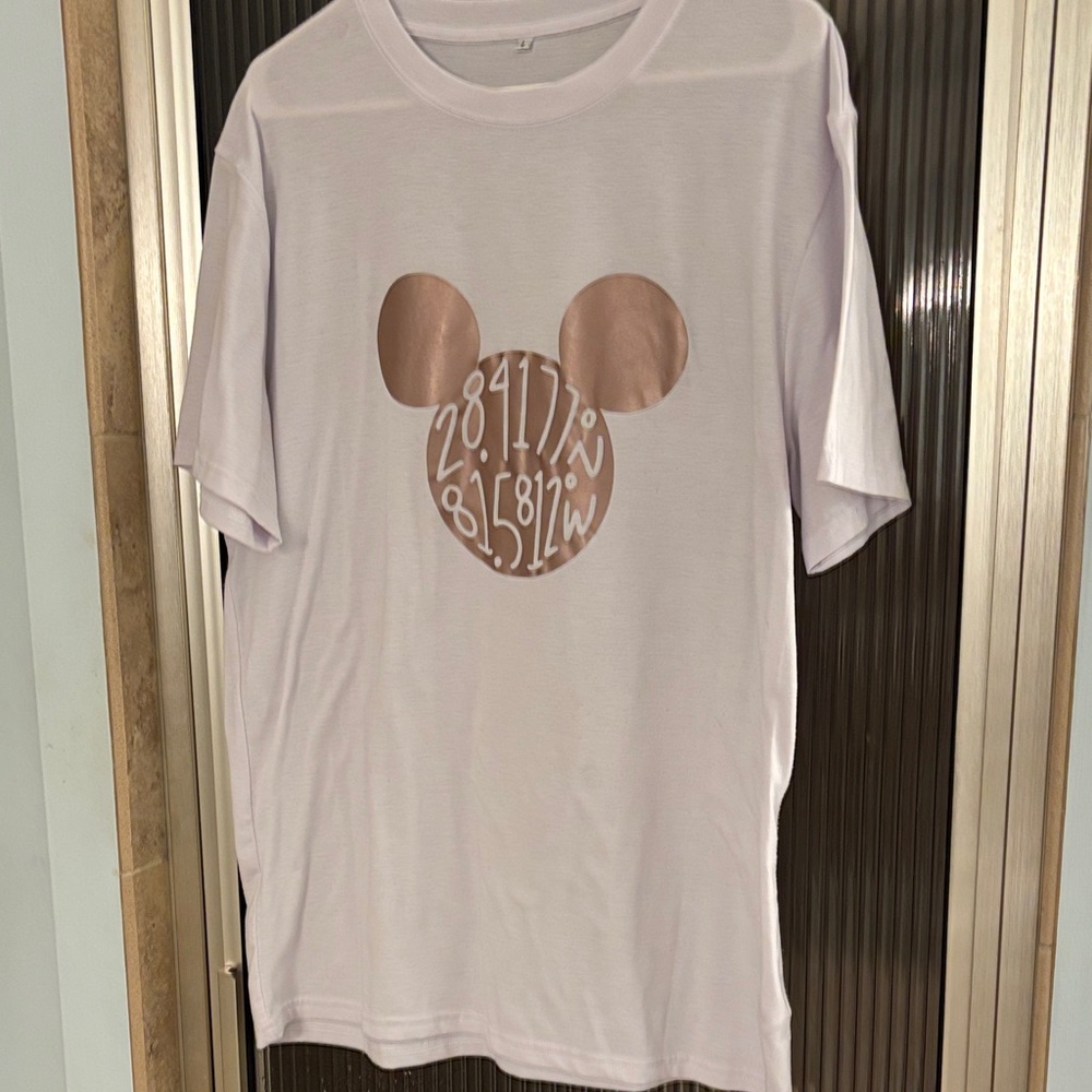 Disney White Short Sleeve Tee with Rose Gold Mickey Graphic